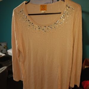 Ruby Rd. Light Pink Embellished Women's Top